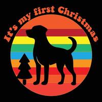 Retro Christmas Dog Design for a First Christmas vector
