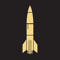 Flat Military Rocket Clean Missile Silhouette Design in Monochrome vector