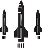 Flat Design Rocket or Missile Silhouette Simple Illustration vector