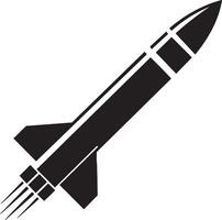 Minimalist Missile Silhouette Flat Design Military Icon on White Background vector