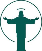 Minimalist Jesus Silhouette Flat Design on White Background vector