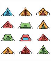 Illustration of Various Camping Tents icon set vector