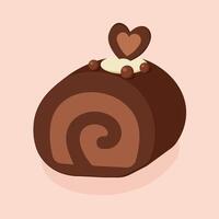 A chocolate roll with a heart on top vector