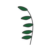 cute green leaf elements with soft colors and outlines vector