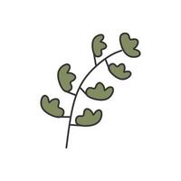cute green leaves elements with soft colors and outlines vector