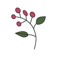 cute red flower elements with soft colors and outlines vector