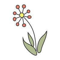 cute orange flower elements with soft colors and outlines vector