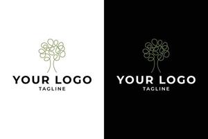 Minimalist Tree Logo with Continuous Line vector