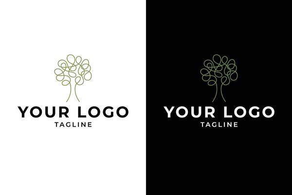 Minimalist Tree Logo with Continuous Line