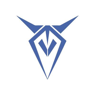 Blue abstract geometric symbol with sharp angles