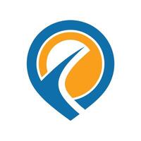Blue and orange abstract shape on white background graphic vector