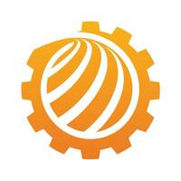 Orange Gear With Swirling Globe Design white vector