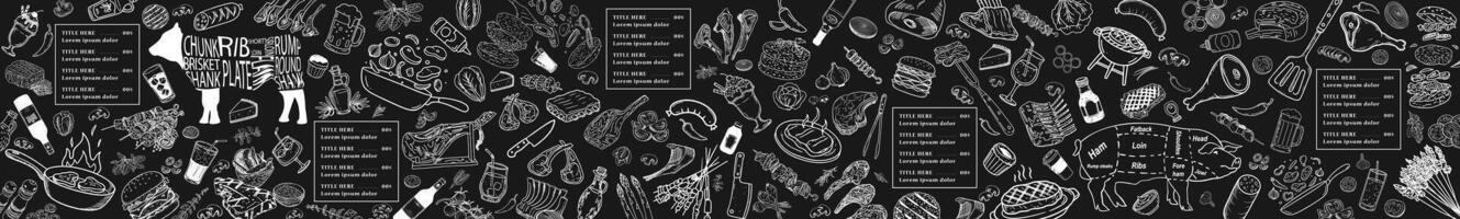 Chalkboard menu created with hand-drawn food visuals. A nostalgic design for cafes and restaurants. vector