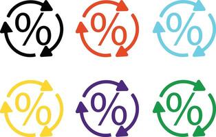 Sixt percentage icons set isolated on white background vector