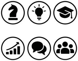 Innovative Icon Set for Strategy, Ideas, Education, and Team Growth vector