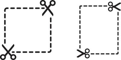 Illustration of two dashed line frames with scissors isolated on white background vector