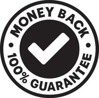 Illustration of money back guarantee 100 percent check mark icon isolated on white background vector