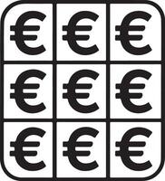 Illustration of nine euro symbols in a grid isolated on white background vector