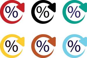 Set of six percentage icons isolated on white background vector