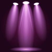 Glowing stage lanterns design. realistic illustration pink spotlight illumination isolated on transparent background. Collection Lamps light on transparent background. vector