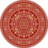 Classic Greek red and gold round ornament. pattern, circle of ancient Hellenes. European ring. vector