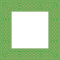 green gold square belarusian national ornament frame. Ethnic pattern rectangle of Slavic peoples, Russian, Serb, Pole, Bulgarian vector