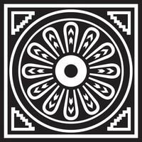 square Assyrian black monochrome ornament. Rectangle, border, frame Mesopatamia. Pattern ancient East vector