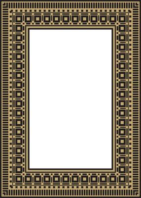 square Assyrian gold and black ornament. Rectangle, border, frame of Mesopatamia. Pattern ancient East.