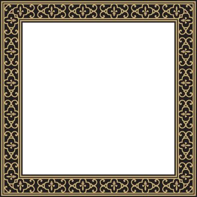 gold with black square classic renaissance ornament. Rectangle, european border, frame