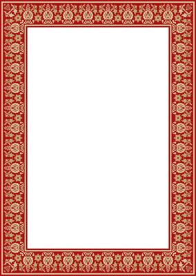 square gold with red ancient Russian ornament. Slavic rectangle, border, frame. Paint royal chambers.