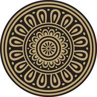 Classic Greek black with gold round ornament. pattern, circle of ancient Hellenes. European border ring. vector
