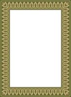 square gold with green national Persian ornament. Rectangle, frame, border, ethnic pattern Iran, Iraq, Tajikistan vector