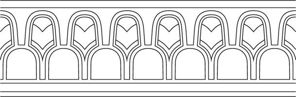 endless Assyrian black outline ornament. Seamless border, Mesopatamia frame. Pattern ancient East. vector