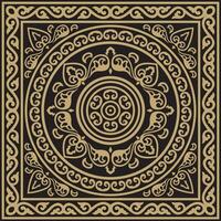 square gold and black ancient Russian ornament. Slavic rectangle, border, frame. Paint royal chambers. vector