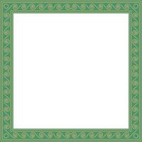 gold with green classic Greek square ornament. Rectangle of Ancient Greece and Roman Empire. Byzantine paint walls, floors and ceiling vector