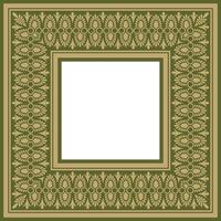 Classic Greek green and gold square ornament. pattern, ancient Hellenic rectangle. Europe border vector
