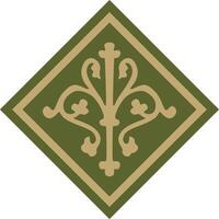 gold and green ancient Roman ornament elements. Classic European parts of patterns. Lilies,crowns vector