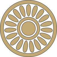 round Assyrian gold and black ornament. Circle, border, frame of Mesopatamia. Pattern, ring ancient East. vector