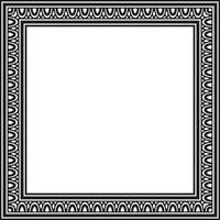 Classic greek black monochrome square ornament. pattern, ancient hellenic rectangle. Europe border vector