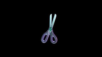 Iridescent Scissors Element Floating on Black video