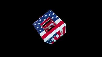 3D Cube with American Flag Texture video