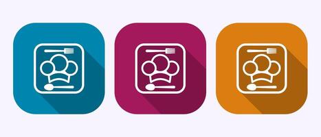 Chef icon illustration, Restaurant, Cooking sign symbol in shadow button design vector