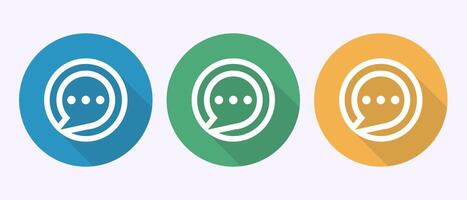 Chat icon design, Message sign symbol in shadow button design vector