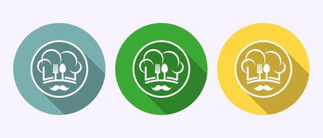 Chef icon design illustration, Restaurant, Cooking symbol in shadow button design vector