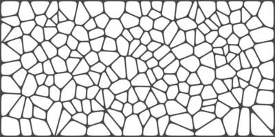 Abstract black and white mosaic pattern with irregular, cell-like shapes forming a web-like structure across a rectangular frame. vector