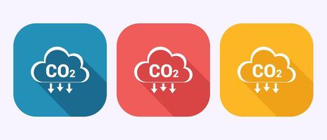 Carbon dioxide icon design illustration, Reduce co2 gas icon symbol in shadow button design vector