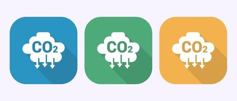 Carbon dioxide icon design, Reduce co2 gas icon symbol in shadow button design vector