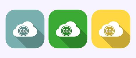 Carbon dioxide icon illustration, Reduce co2 gas icon sign in shadow button design vector