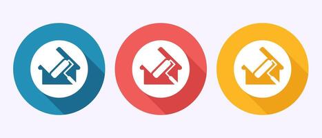 Home painting icon design illustration. House painting symbol in shadow button design vector
