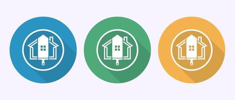 Home painting icon. House painting sign symbol in shadow button design vector